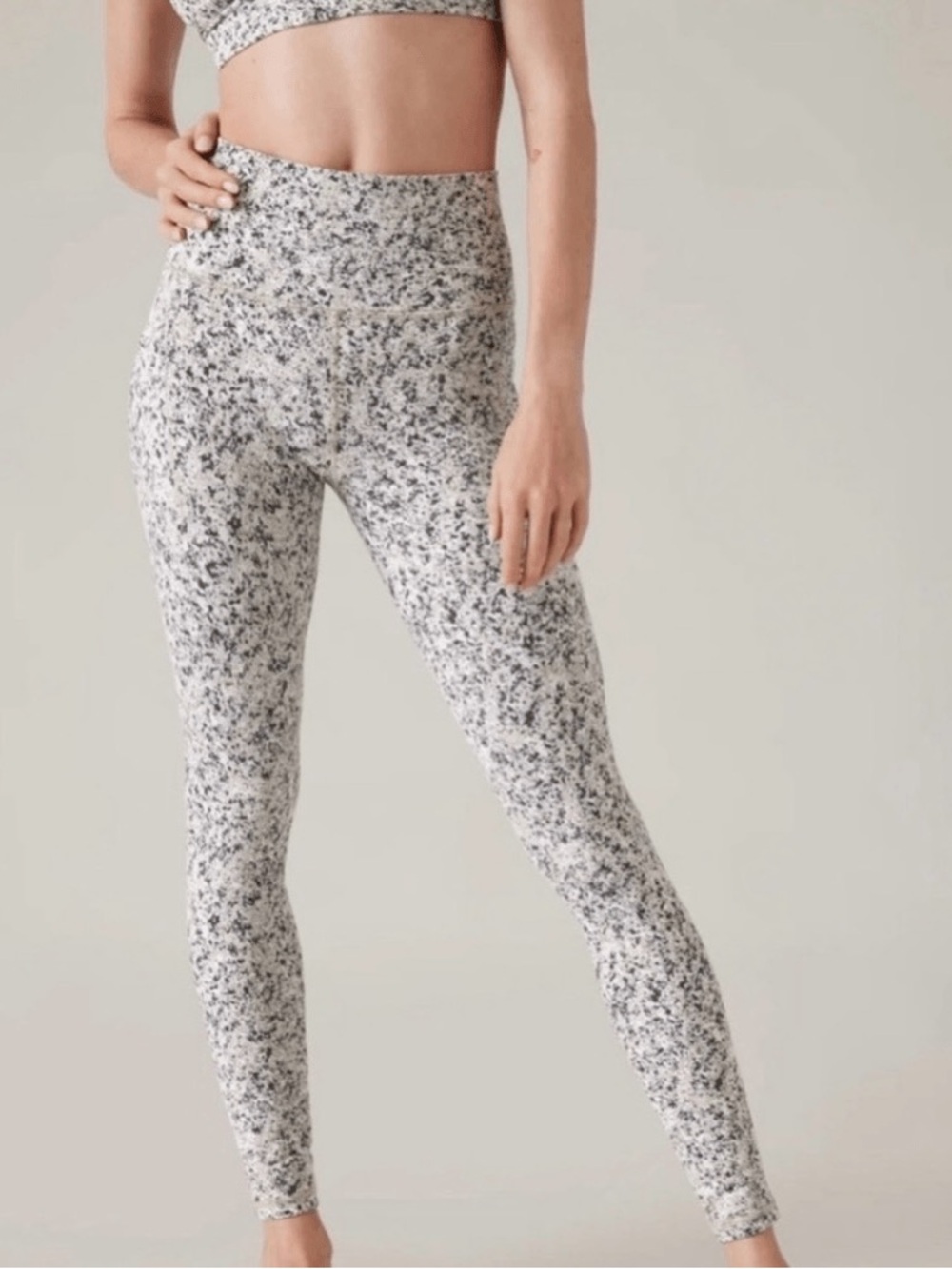 Athleta High-Rise Speckled Leggings in White and Black